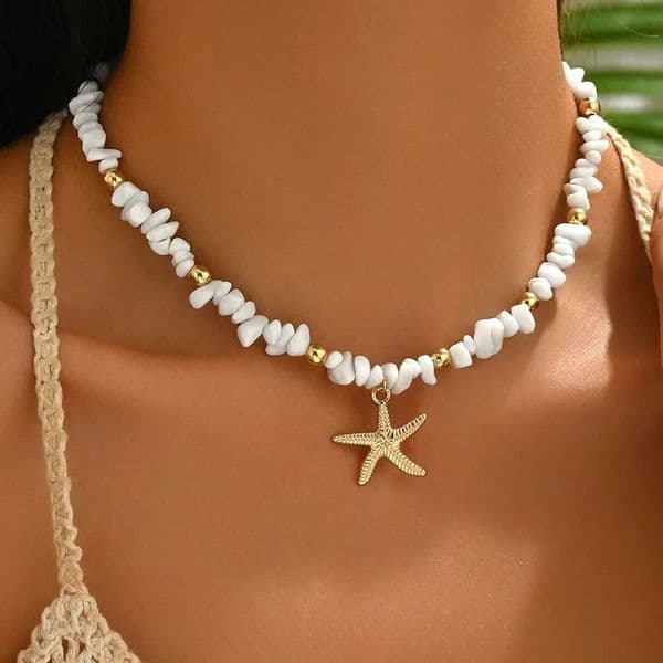 Fashionable Natural Seashell Beaded Necklace Shell Pendant Ocean Inspired Jewelry Choker Suitable For Women Holiday Party Daily X260516