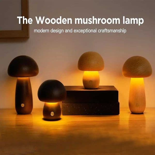 Mushroom Table Lamp Rechargeable Touch Portable Bedroom Bedside Night Light Cute Small Dimmable Desk Lamp for Home Decoration L260516