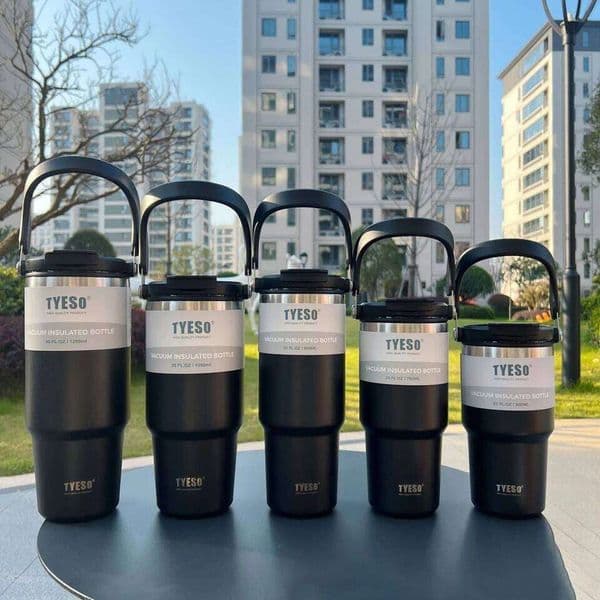 Tyeso 600/750/900/1050/1200ML Stainless Steel Thermos Bottle Car Coffee Cup Sports Water Bottles Keeps Cold and Heat Thermal Mug W260516