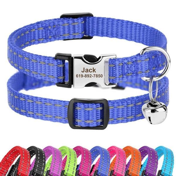 Customized Nylon Cat Collar Adjustable Puppy Kitten Collars Reflective Pet ID Necklace Anti-lost For Cats Small Dogs Chihuahua C260516