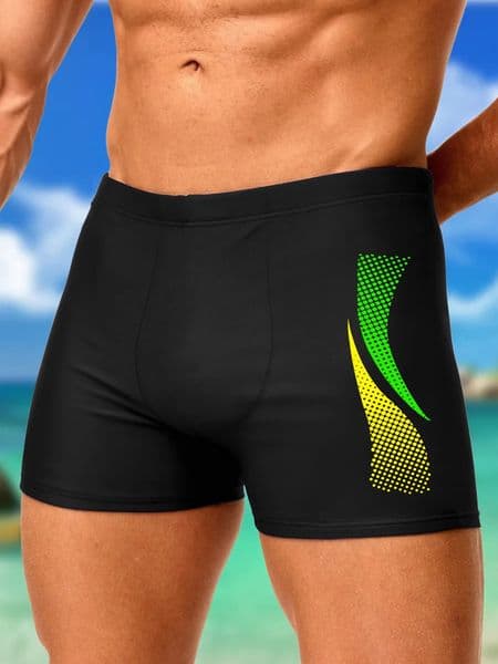 Swimming Trunks with Fashion Prints Men Quick Dry Beach Boxer Shorts with Drawstring Boy Swimwear Underpants 260515