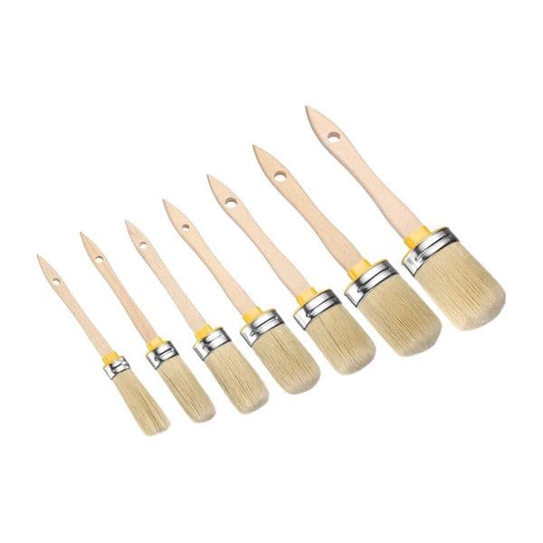 2-7Pcs Wax Paint Brushes Chalk Stencil Brush Oval PET Fiber Bristle with Wood Handle Painting Tool for Furniture DIY Home Decor L260516