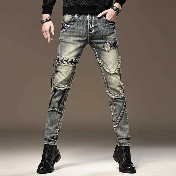 Elastic Trousers Tight Pipe Slim Fit Man Cowboy Pants Stretch Skinny Jeans for Men 90s Streetwear Casual Y2k Vintage Harajuku Xs C260516