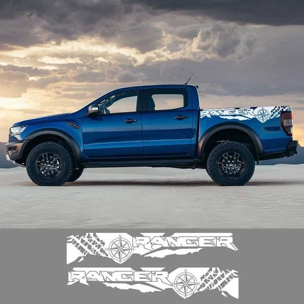 Car Stickers Tire Print Compass Adventure Off Road Auto Tail Vinyl Graphics Decal For Ford Ranger Raptor Pickup Accessories T260514