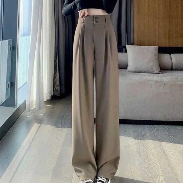 Elegant Wide Leg Pants Women Korean Style High Waist Black Baggy Pants Office Ladies Fashion Loose Suit Trousers Streetwear C260516