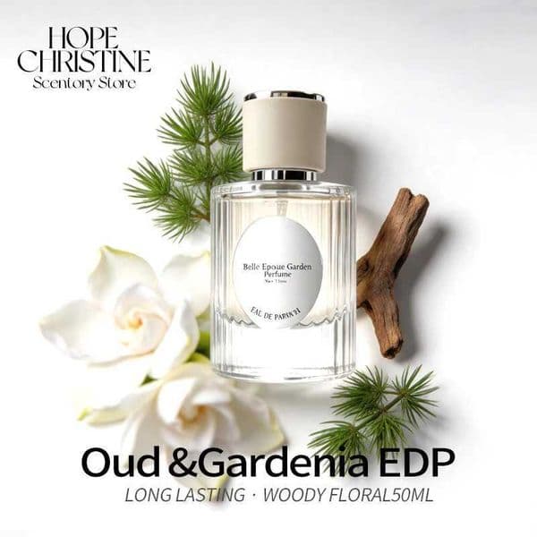 HOPE CHRISTINE Oud Gardenia Perfume for WomenWoody White Floral EDPLong Lasting Luxury Fragrance Minimalist Bottle 50ml C260516