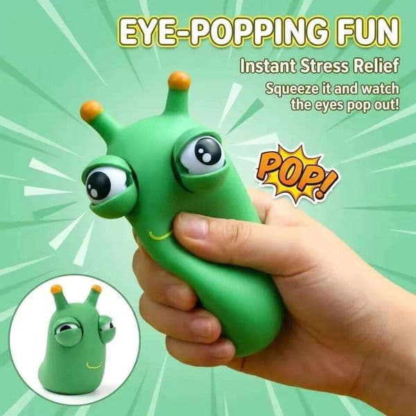 1/3Pcs Green Worm Squeeze Eye Popping Fidget Sensory Stress Relief Toy Adult Birthday Gift Decoration Ornament W260516