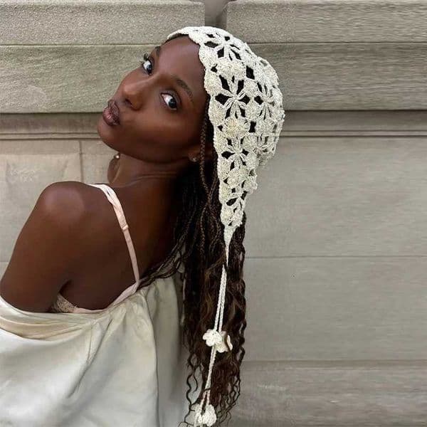 Handmade Crocheted Flower Hollowed Out Knitted Brimless Hat For Spring Summer Sweet Cute Bohen Style Holiday Wear wear X260516
