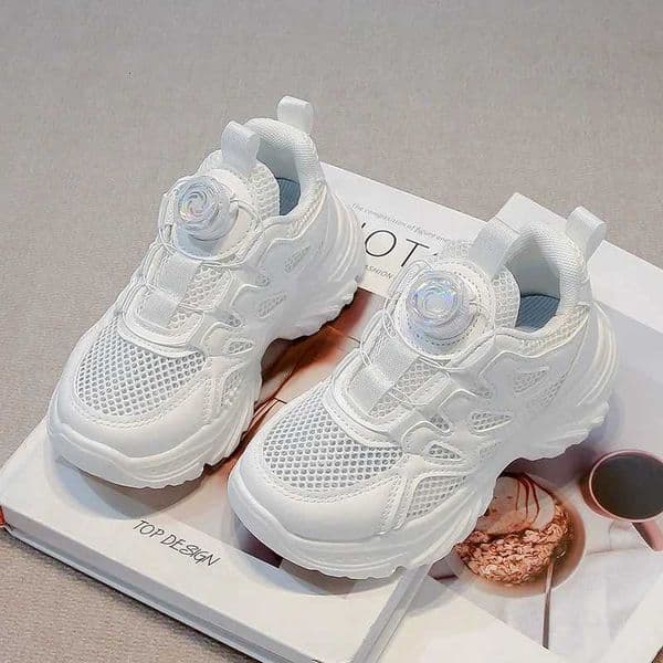 Kids Running Shoes Rotating Button Children Sports Shoes Mesh Breathable 2025 Brand New Children Sneakers Thick ComfortableT260516