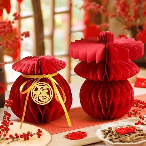 Luxury Designer Decor room Chinese New Year Decorations - Folding Honeycomb Desktop Ornament For Wedding And Spring Festival Desk Accessorie 17