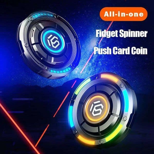 Metal EDC fidget spinner rotatable with luminous effect mechanical card-pushing function It's a stress-relieving toy Gifts boys W260516