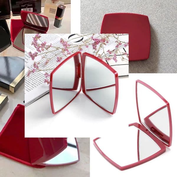 Designer Style Multi-functional Cosmetic Accessory Portable Compact Mirror Set Includes Gift-Worthy Flannelette Carrying Bag