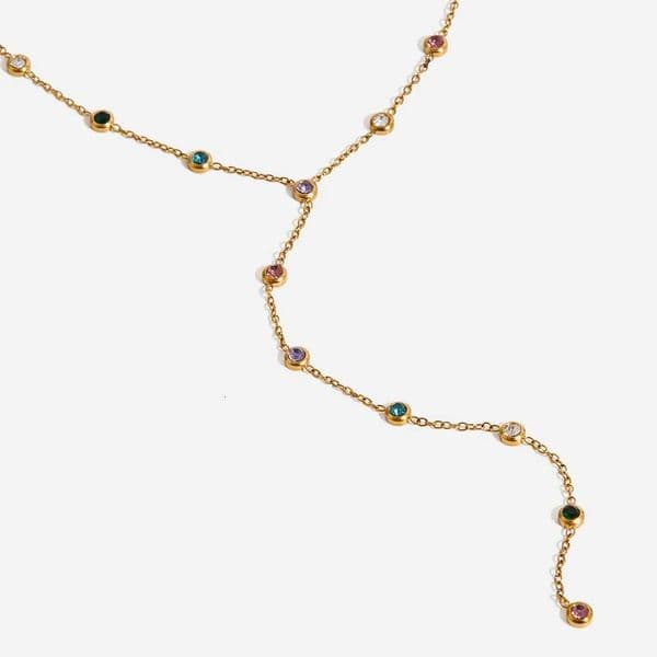 Youthway Luxury-Style Womens Necklace Y-Shed Stainl Steel with Colored Rhinestones Tassel Pendant Fashion Jewelry X260516