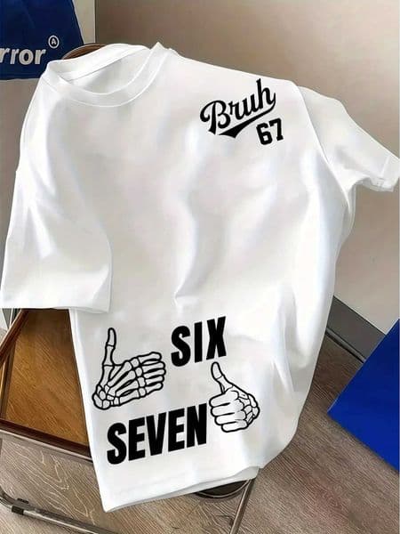 Bruh 67 Six Seven Skeleton Hand Pattern Summer s Casual Short Sleeve Cotton Comfortable T-shirt Z260516