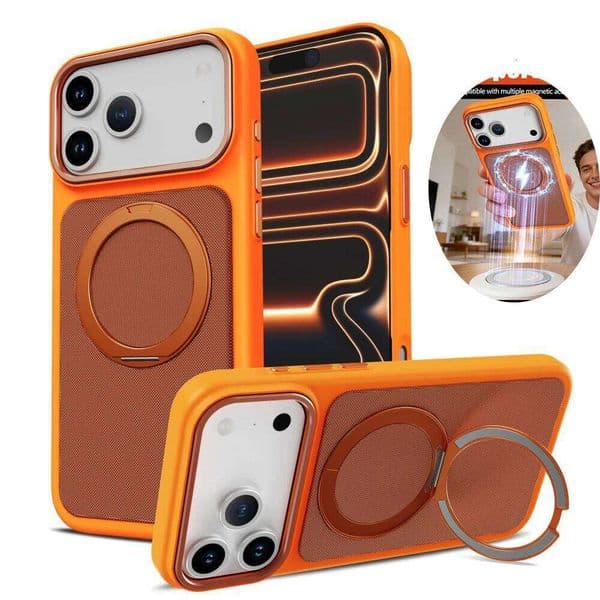 Fabric Textured Case For Air 17 Cover Magnetic Cases for iPhone 16 15 14 13 12 Pro Max Funda With Ring Holder