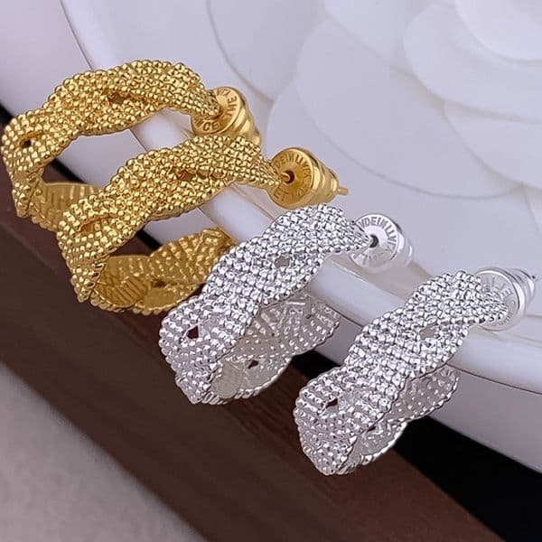 Earrings Designer Earrings Women 18K Gold Plated Earring C Shape Woven Hoop Earrings Luxury Jewlery Designer for Women Elegant Free Shipping Buy One Get One