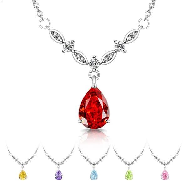 925 Sterling Silver Light y Elegant Ice Flower Cut Water Drop Pear-shaped High Carbon Diamond Pendant Necklace 260515