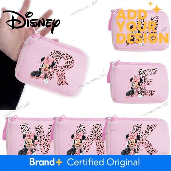 Designer Disney Minnie Mouse Letter Coin Purse Mini Coin Key Bag Money Pocket Plush Wallet Kid Cartoon Moneybag Kawaii Birthday Gift Storage Bag Luxury