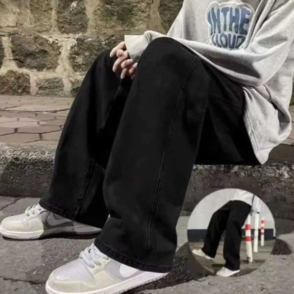 2024 Mens Jeans Korean Version Student Casual Pants High Street Straight Loose Wide Leg Jeans Black Grey Blue Baggy Jeans Q260516