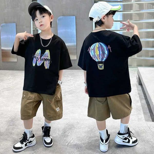 Simple letter balloon personalized print summer cotton casual comfortable short sleeved T-shirt Z260516