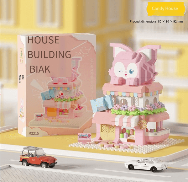 Free shipping Cartoon figurine building street scene blocks children's educational toys ornaments gifts