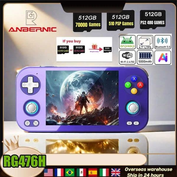 ANBERNIC RG476H Retro Handheld Game Video Player Console 47-inch LTPS In-Cell 8G128G Android 13 512G PSP PS2 RG 476H Z260516