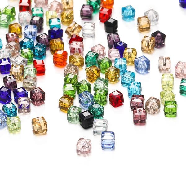 8Mm Multi-Faceted High Translucency Crystal Iridescent Glass Sugar Cube Loose Beads DIY Handmade Beading Accessories