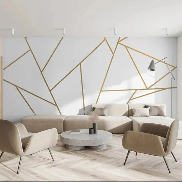Luxury Designer Decor Gold Silver Geometric Line Wall Sticker Floor Edging Waterproof Seam Peel And Stick Metallic Decal Bedroom Living room 4