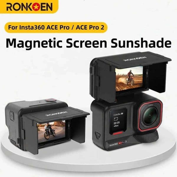 RONKOEN For Insta360 Ace Pro 2/Pro SR-ARC-1 Magnetic Sun Hood Foldable Anti-Glare Screen Shade Snap-On Sports camera accessories