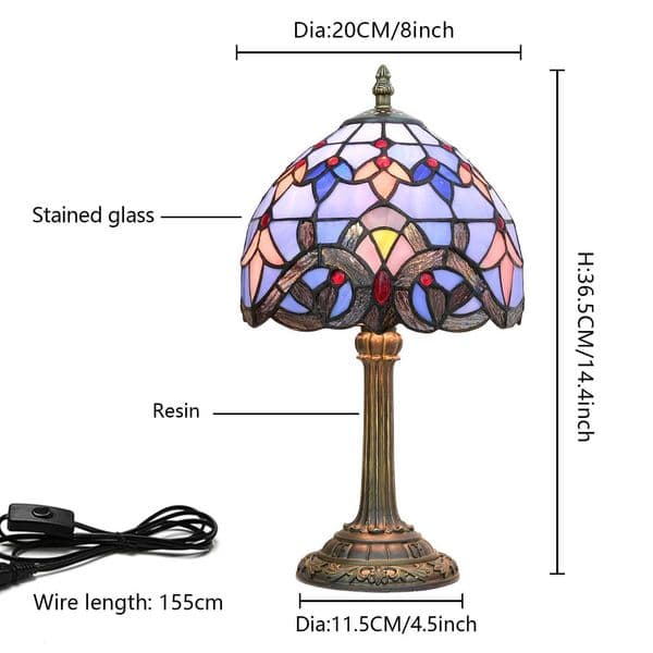 Modern Style Table Lamp Handmade Stained Glass Small Desk Lamp for Living Room Bedroom Office Baroque Pattern L260516