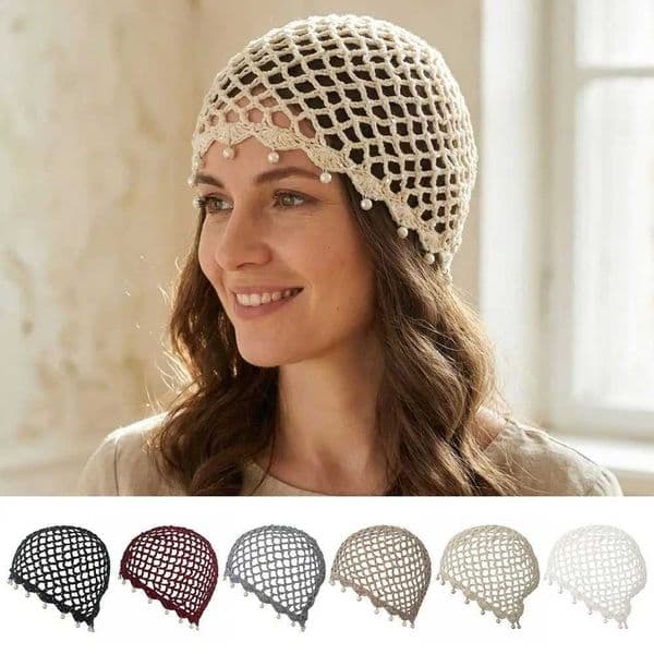 Fashion Hollowed Out Woven Plover Hats Pearl Fringed Breathable Beret Cap Crochet Retro Beanies Cap Travel X260516