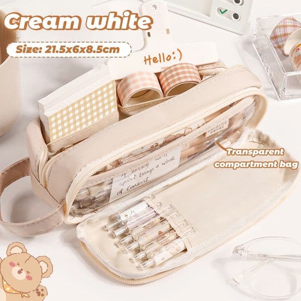 INS Pencil Case Transparent Simple Large Capacity Waterproof Bag Korean Student Stationery Storage Box School Supply 260515