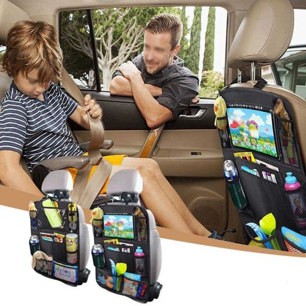 Car Key Cover Backseat Organizer With Touch Screen Tablet Holder + 9 auto zubehor Storage Pockets Kick Mats Car Seat Back Protectors For Kids Toddlers Pink Seat 66