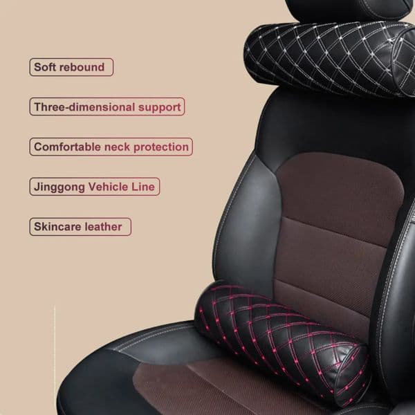 Car auto zubehor Key Cover Headrest PU Leather Cervical Cylindrical Memory Foam Neck Pillow Car Seat Lumbar Support Pink Seat 22