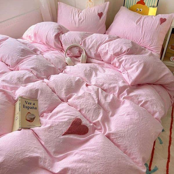 Korean Solid Color Bedding Adults Kids Twin Full Queen Size Soft Flat Sheet Duvet Cover Set Pillowcases Simple Bed Linen J260516