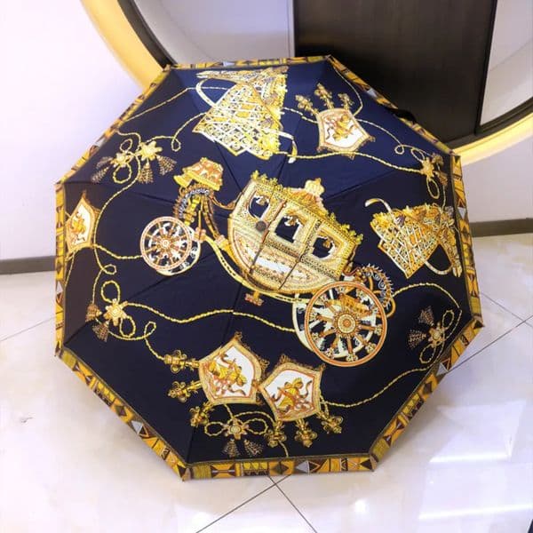 Luxury Designer Decor Carriage Tide room Brand Three Folding Automatic Uv Protection Sun Umbrella Decoration For Home 11