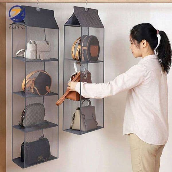 Wardrobe Transparent Storage Bag Bedroom Closet Hanging Handbag Organizer / Non-woven Fabrics Dust Bag/ Home Space Saving 26W0516 26W0516