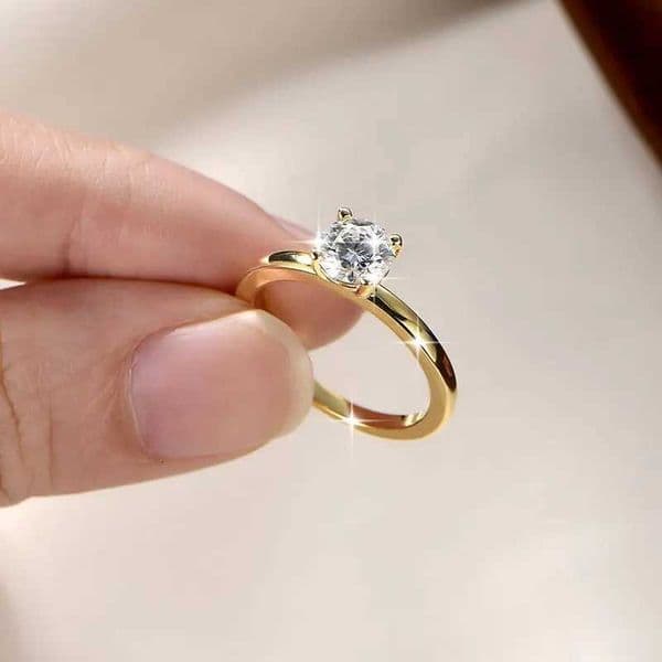 IOGOU Solitaire 10CT 65MM D Moissanite Diamond Rings 14K Gold Filled Classic Wedding Engagement Promise Ring for Women JewelryT260516
