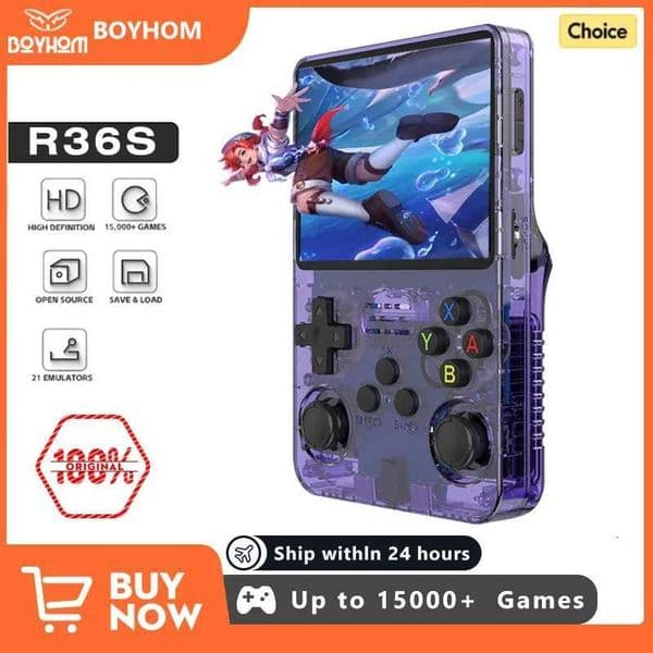 128G Open Source R36S Retro Handheld Video Game Console Linux System 35 Inch IPS Screen Portable Pocket Video Player 64GB Games Z260516