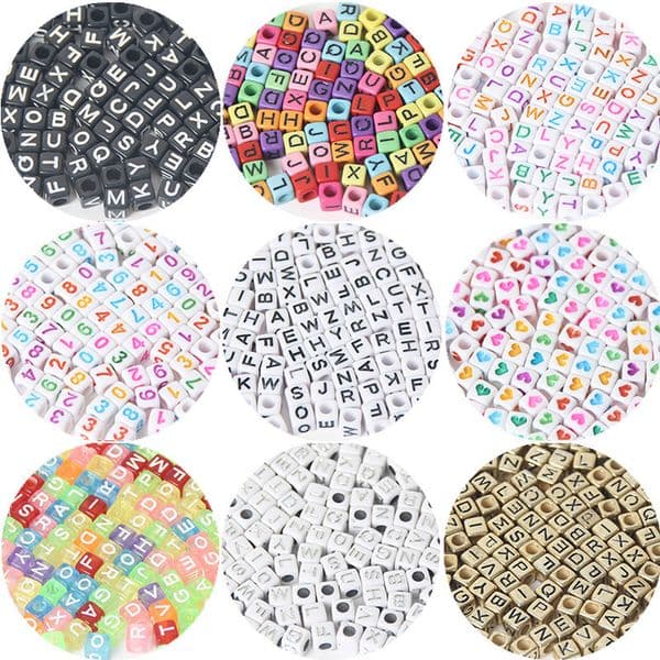 Acrylic Numbers English Letters Handmade DIY Set Box Children's Beaded Jewelry Accessories Loose Square Beads