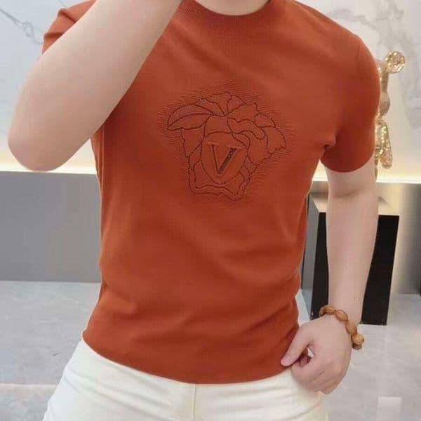 European-Style Summer New Brand Rhinestone-Embellished Ice Silk Short-Sleeve T-Shirt For Men, Slim-Fit, Round-Neck