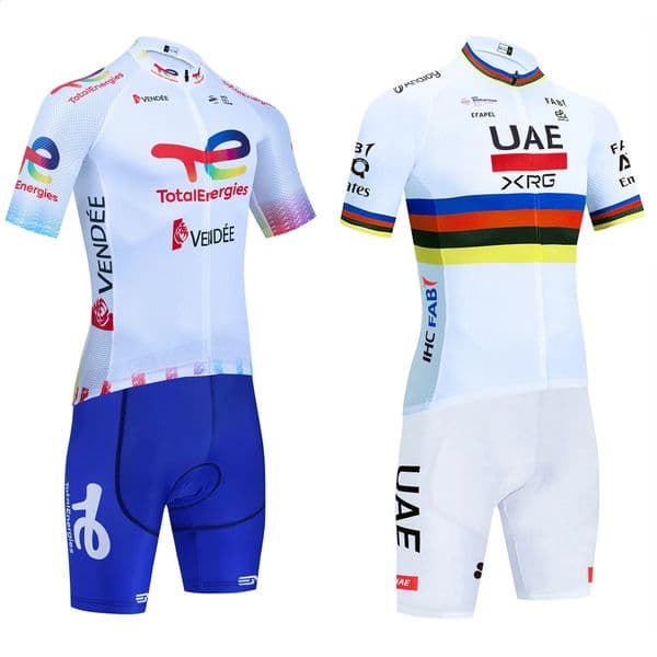 TOTAL Cycling Jersey White Bike Maillot Pants Set UAE Team Quick dry Ropa Ciclismo Summer Pro Bicycle T-Shirt Clothing 260512
