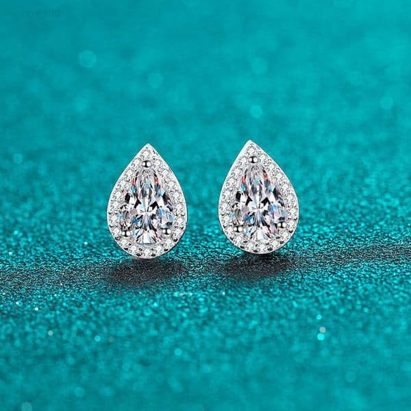 Diamond S925 Sterling Silver For Women Pear-shaped Moissanite Earrings Small Wholesale