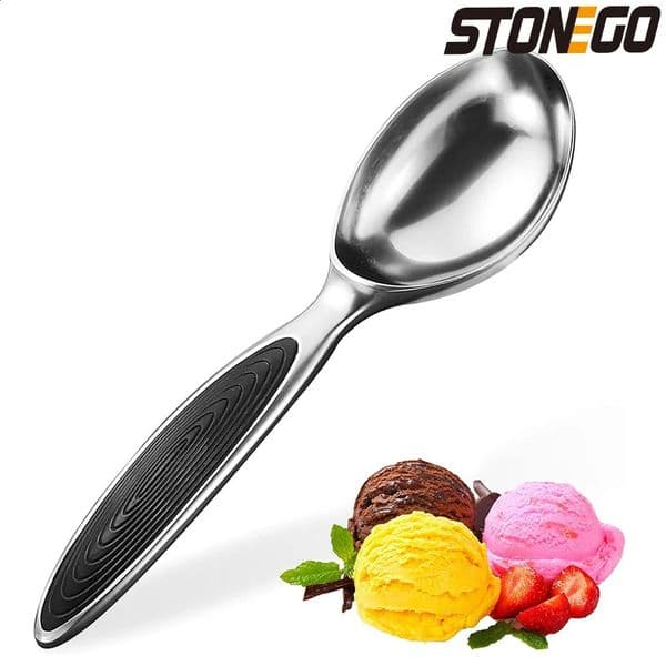 Ice Cream Scoop Zinc Alloy Ice Cream Scoop Stonego Spoon with Non-Slip Handle for Cookie Dough Gelato Sorbet Sundaes 260516