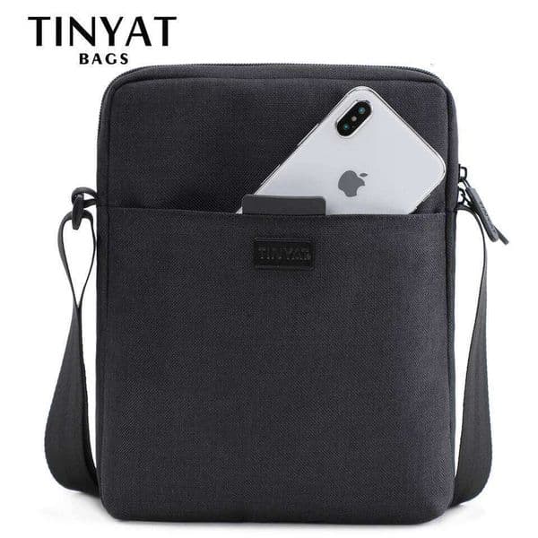 TINYAT Men's Light Canvas Bag For 7.9' Ipad Casual Crossbody Bags Waterproof Business Shoulder bag for men 0.13kg