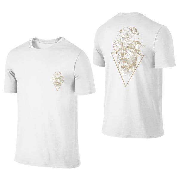 Front and rear double print portrait line T-shirt Simple and artistic style short-sleeved unisex top