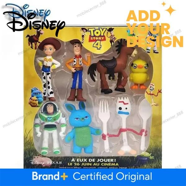 Designer Disney Toy 7Pcs/Set Toy Story 4 Action Figures Toy Woody Jessie Buzz Lightyear Forky Pig Bear Figura Model Doll Figurine Boy Birthday Gift Luxury