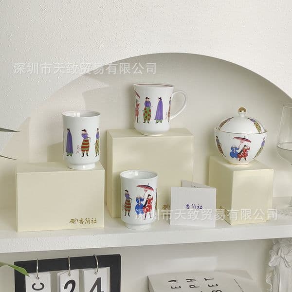 Lantuo series bone china mug hand cup tea jar storage jar retro creative cup