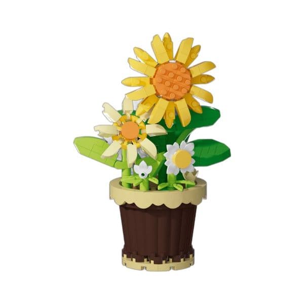 Free shipping Simulation of eternal flower basket potted plant building block decorative toy gift Hot Popular