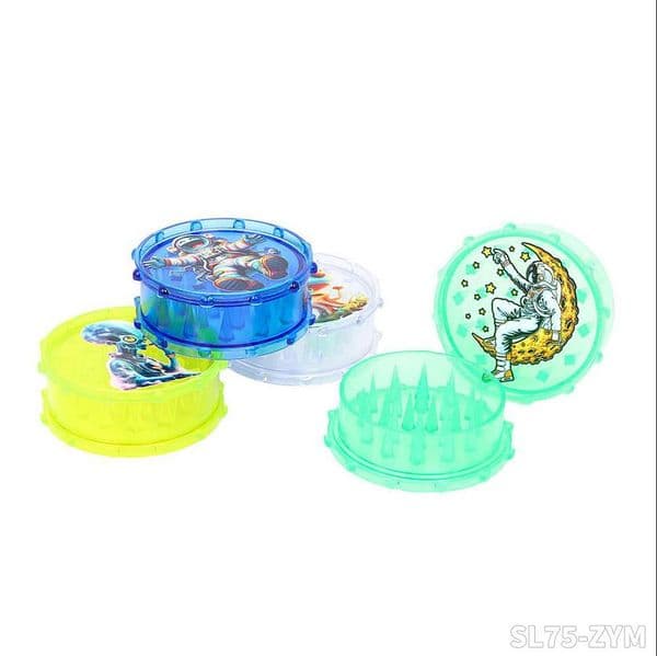 Smoking pipes 75mm diameter plastic two-layer smoke grinder with pattern